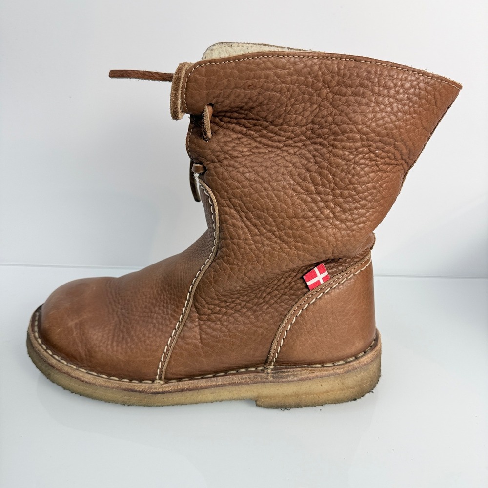 Duckfeet Arhus Boots Womens 39 sz 8 Brown Leather Shearling Lined Mid‎ Calf Good